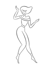Hand drawn illustration, dancing woman