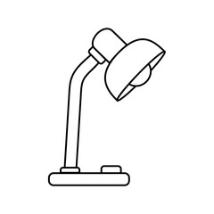 Table lamp, black outline white background, isolated vector illustration, design, decoration, icon, coloring