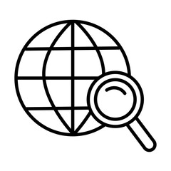 magnifying glass with sphere browser line style