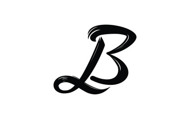 bl or lb Cursive Letter Initial Logo Design, Vector Template