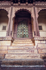 Arched gateway in Mehrangarh fort example of Rajput architecture. Jodhpur, Rajasthan, India