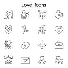 Love icon set in thin line style