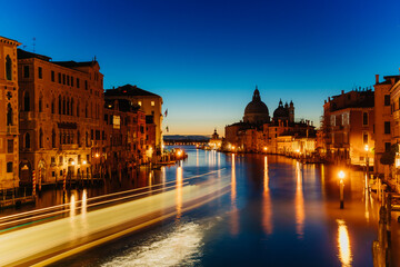 Fototapeta na wymiar Santa Maria della Salute in Venice at the Canal Grande night shot