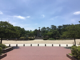 Landscape of Tsuruma Park and fountain tower