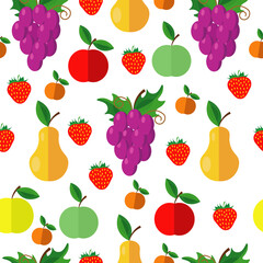 Seamless pattern of fruits and berries. Vector illustration on the theme of food.