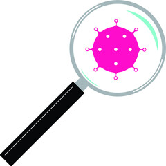 Coronavirus  infographic design ,Isolated corona virus, detection of infection and lung affection. magnifying glass