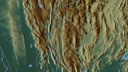 Mae Hong Son, Thailand - outlined. Relief