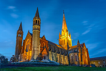 Bendigo, Victoria, Australia - Sacred Heart Cathedral at night