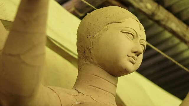 Durga murti making workshop Stock Video
