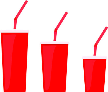 A set of simple disposable cups for drinks of different sizes - large, medium and small