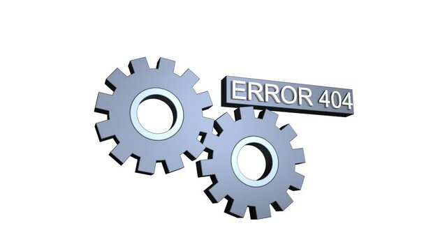 Animation of the error 404 message. Mechanism, alpha channel enabled. Cartoon