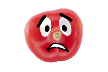 Sad stylized character from a tomato