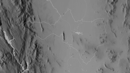 Nakhon Sawan, Thailand - outlined. Grayscale