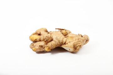 Fresh ginger root or rhizome isolated on white background