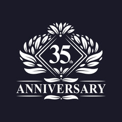 35 years Anniversary Logo, Luxury floral 35th anniversary logo.