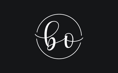 bo or ob Cursive Letter Initial Logo Design, Vector Template