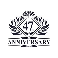 47 years Anniversary Logo, Luxury floral 47th anniversary logo.