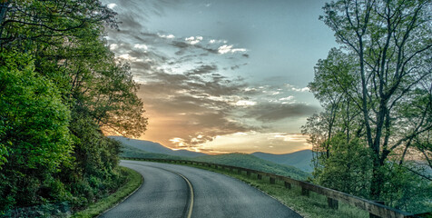 driving on blue ridge parkway in spring