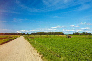 Countryside Road and green field