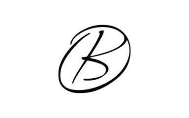 bo or ob Cursive Letter Initial Logo Design, Vector Template