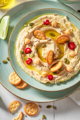 Fresh hummus as quick and healthy snack