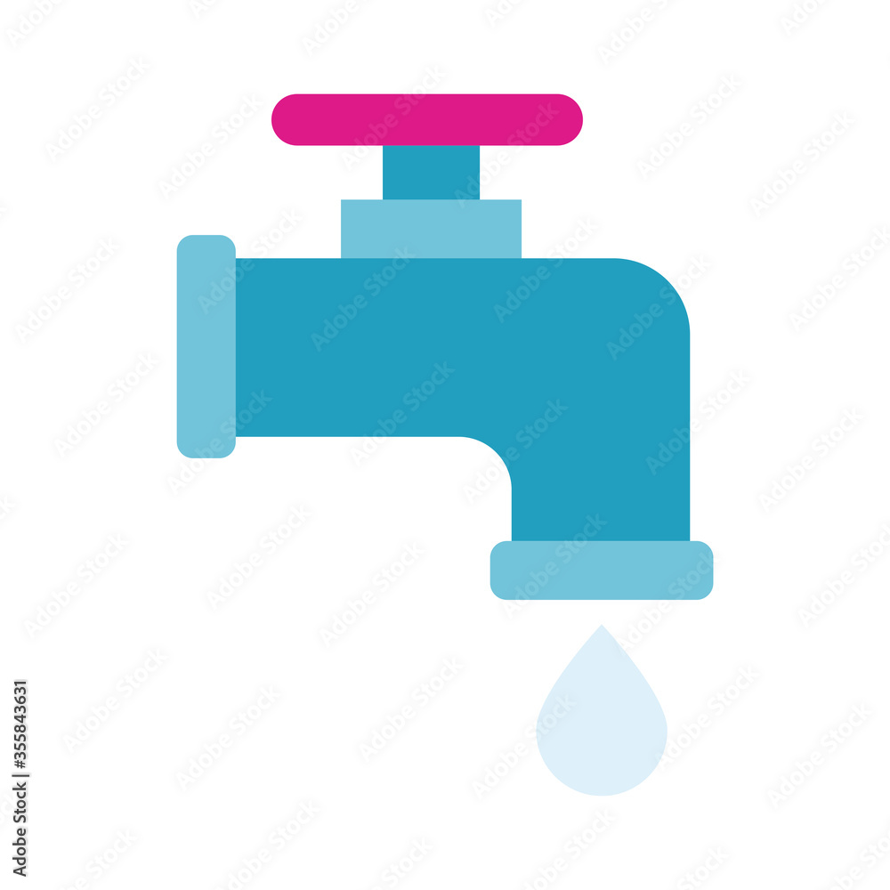 Poster water tap flat style icon