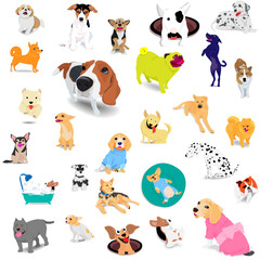 Fototapeta na wymiar Seamless pattern of dogs, adorable and friendly animal on white background.