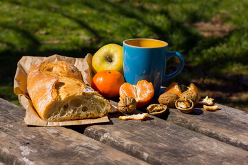 Healthy breakfast with fruit