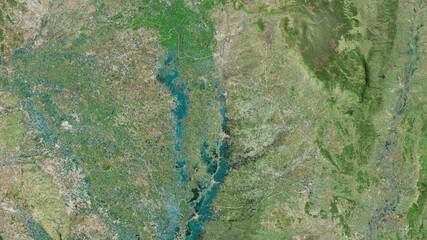 Phichit, Thailand - outlined. Satellite