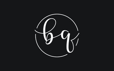 bq or qb Cursive Letter Initial Logo Design, Vector Template