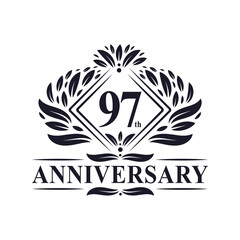 97 years Anniversary Logo, Luxury floral 97th anniversary logo.