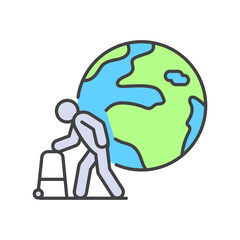 Population ageing color line icon. Environmental problems. Sign for web page, app. UI UX GUI design element. Editable stroke.