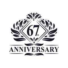 67 years Anniversary Logo, Luxury floral 67th anniversary logo.