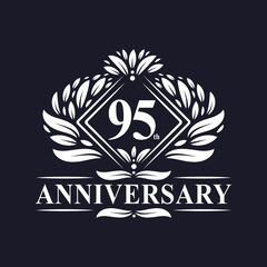 95 years Anniversary Logo, Luxury floral 95th anniversary logo.