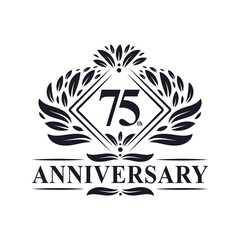 75 years Anniversary Logo, Luxury floral 75th anniversary logo.