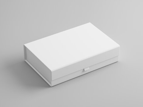 Blank white box packaging mockup isolated on grey background, Template for your design. 3d rendering.