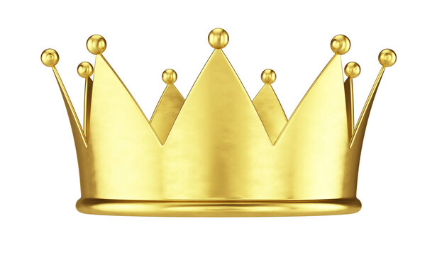 Gold crown isolated on white. 3d rendering