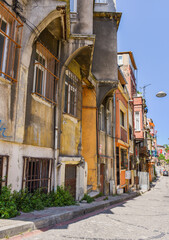 Colorful houses in old city Balat. Istanbul, Turkey.