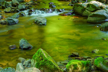 Long exposure shot of mountain creek
