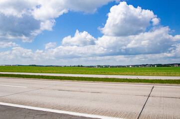 Highway with asphalt highway without cars