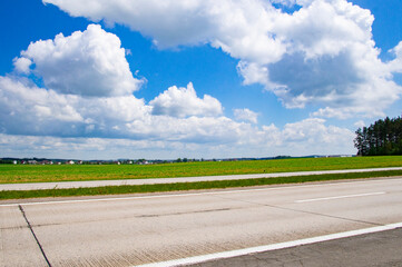 Highway with asphalt highway without cars