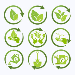 Ecology, organic icon set. Eco-icons