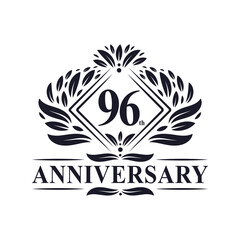 96 years Anniversary Logo, Luxury floral 96th anniversary logo.