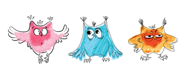 Three owls