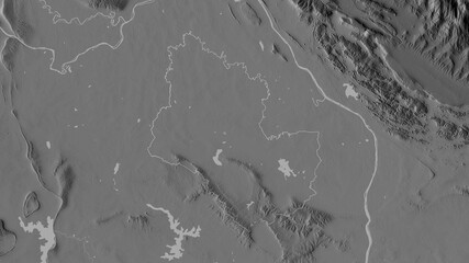 Sakon Nakhon, Thailand - outlined. Grayscale