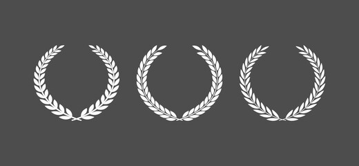 Set of vector icons laurel wreath on a gray background.