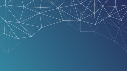 Futuristic abstraction of material molecules on blue background.