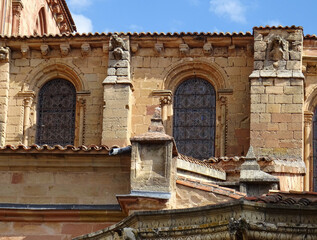 Gothic and Romanesque windows and brackets of the apse in the crerestory level. 12 and 13 Century....