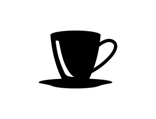 Vector icon of coffee cup in black on a white background.