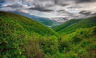 blue ridge mountains near mount mitchell and cragy gardens